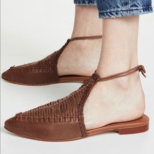 Free People Dana Woven Flats Leather 36 NIB